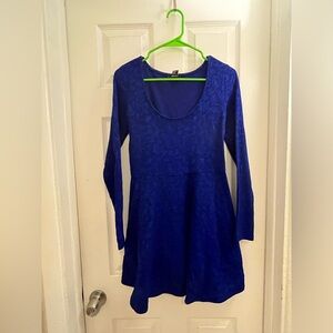 Forever 21 Long Sleeved Babydoll Royal Blue Dress